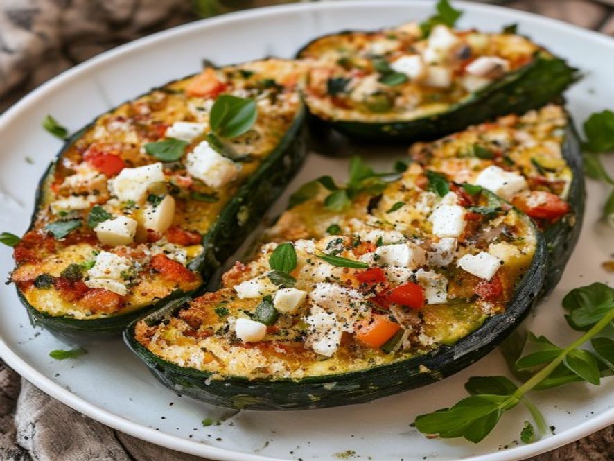Gevulde courgette met feta en tomaat
