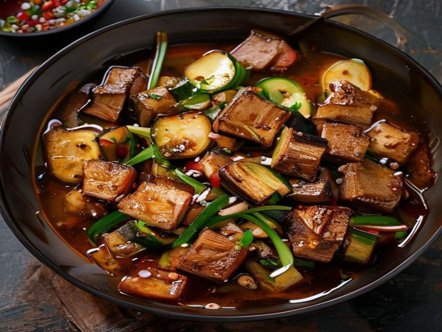 Pittige miso-wok met tempeh en groenten