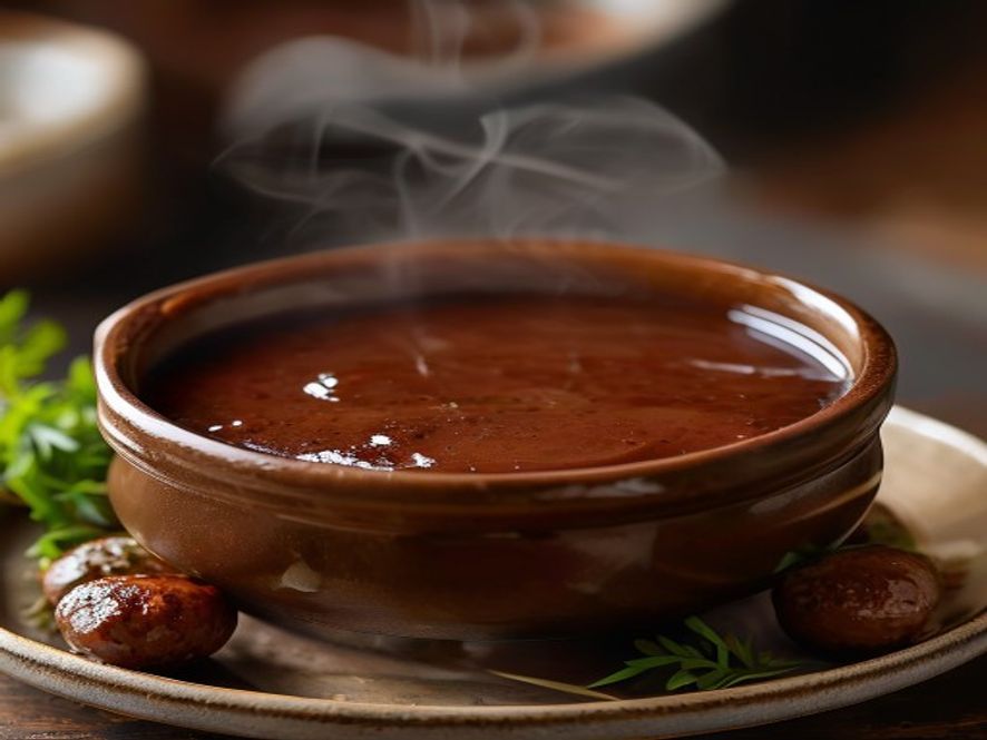 Plantaardige braadjus bij vegan worst