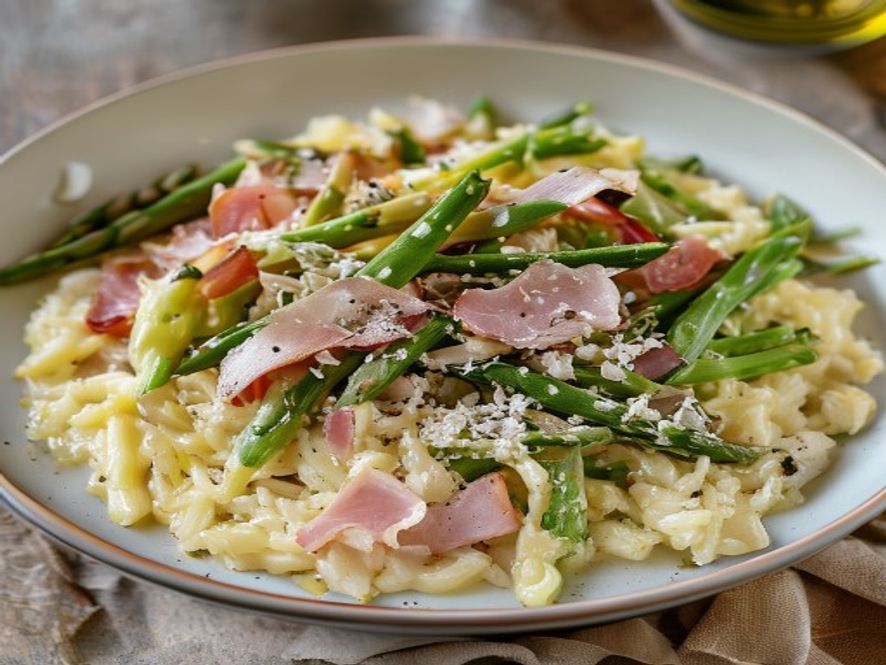 Risotto met witte asperges en krokante prosciutto