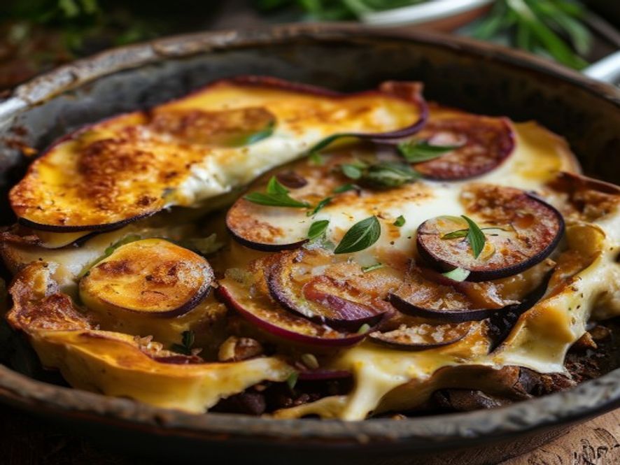Vegetarische moussaka met linzen