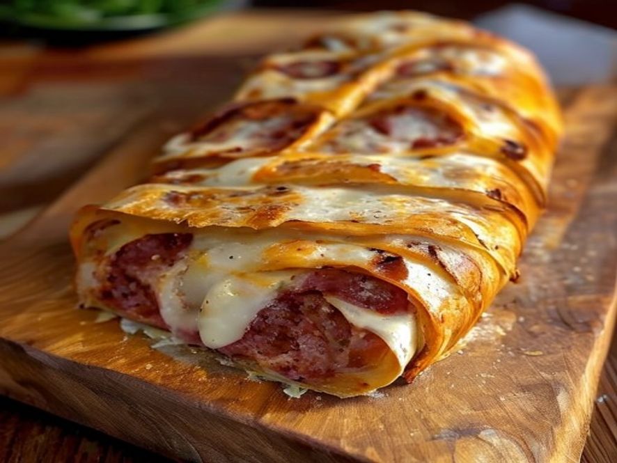 Stromboli met salami en kaas