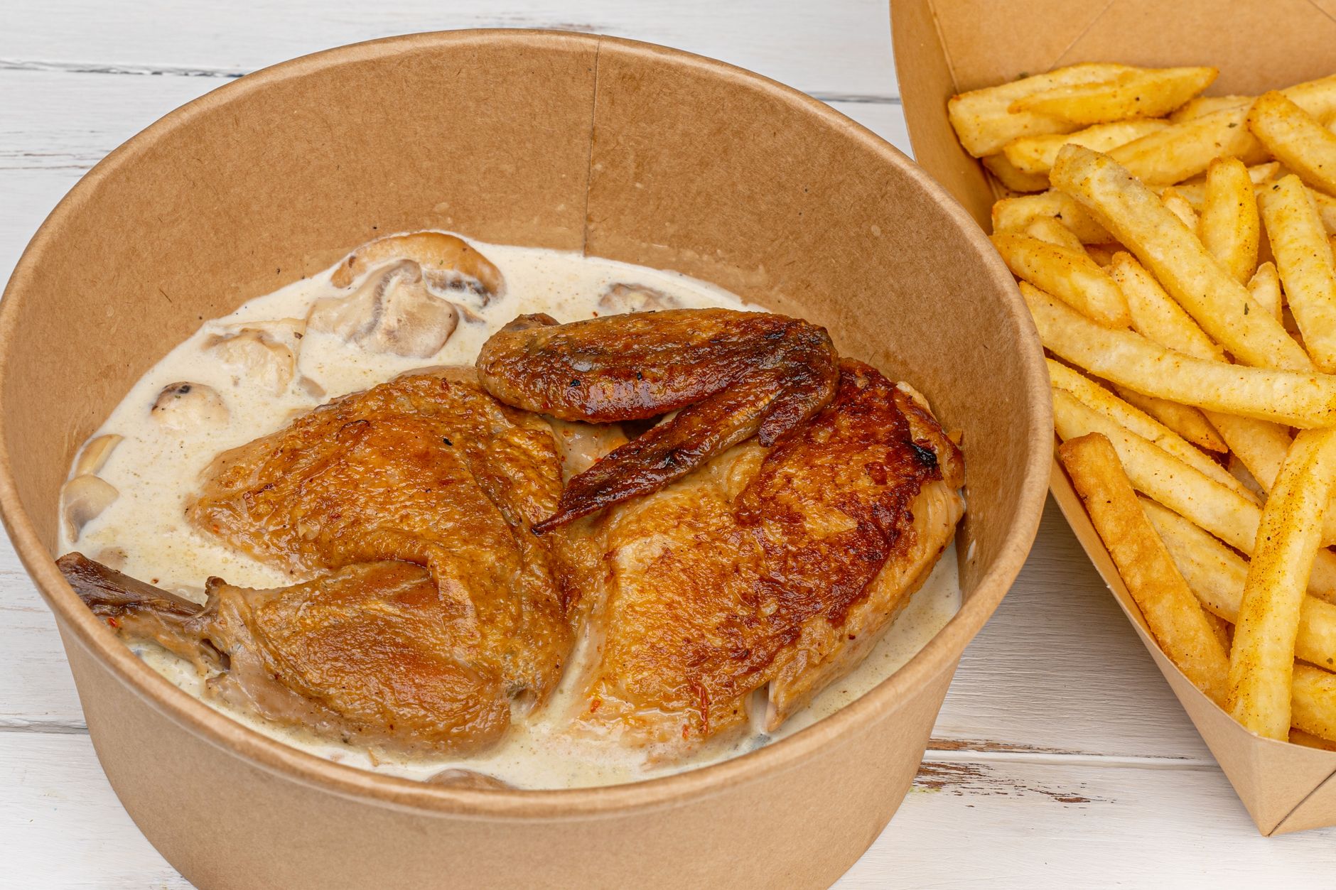 Kipfricassee met champignons