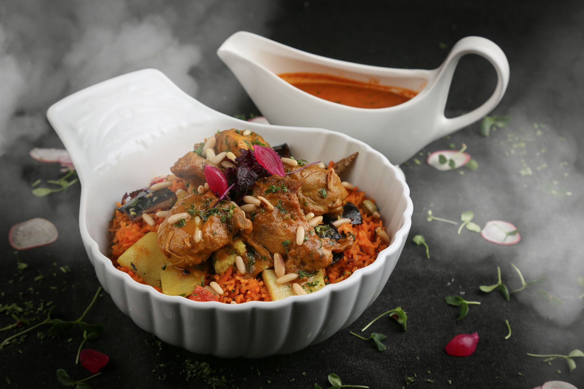 Kiptajine met wortel, boontjes en abrikoos