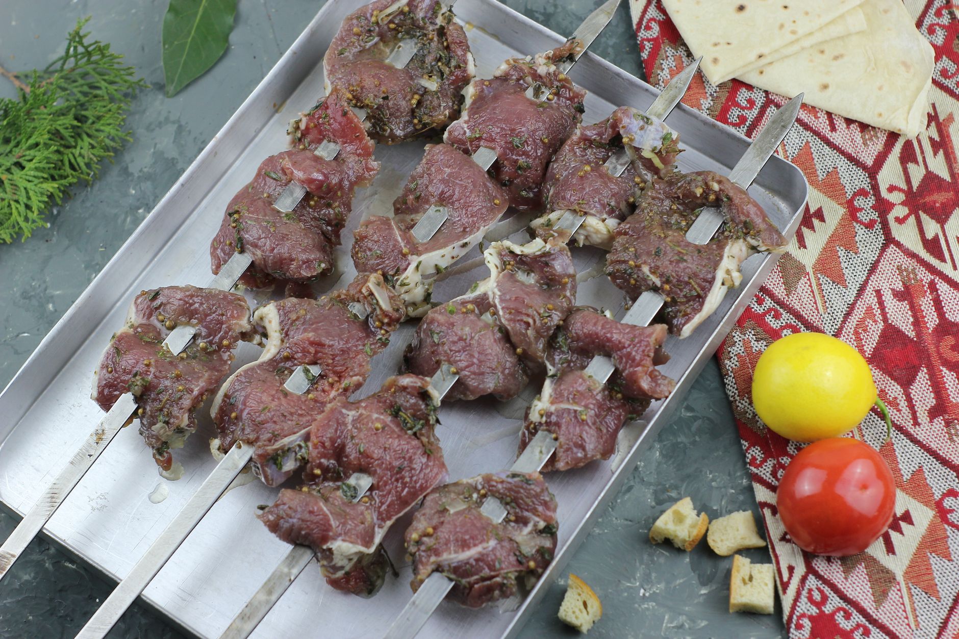 Lamskofta van de grill met munt