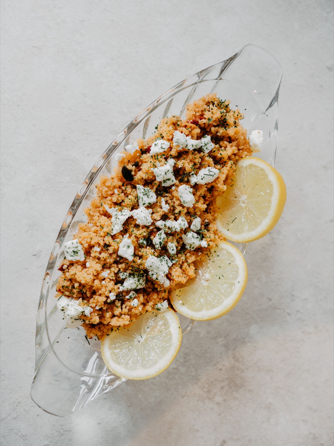 Parelcouscous met geroosterde groenten en feta